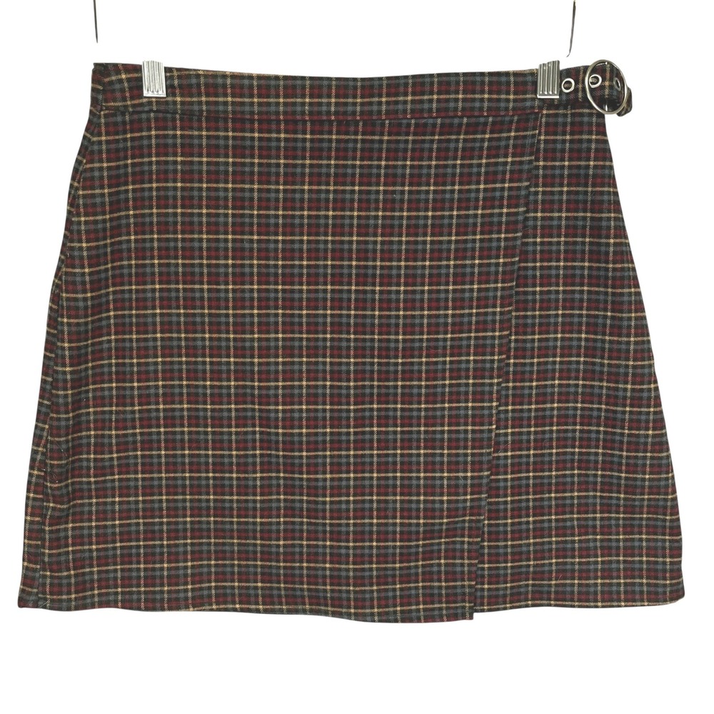 Hollister Plaid Wrap Mini Skirt High‎ Rise Buckle Academia Y2K Women's Medium